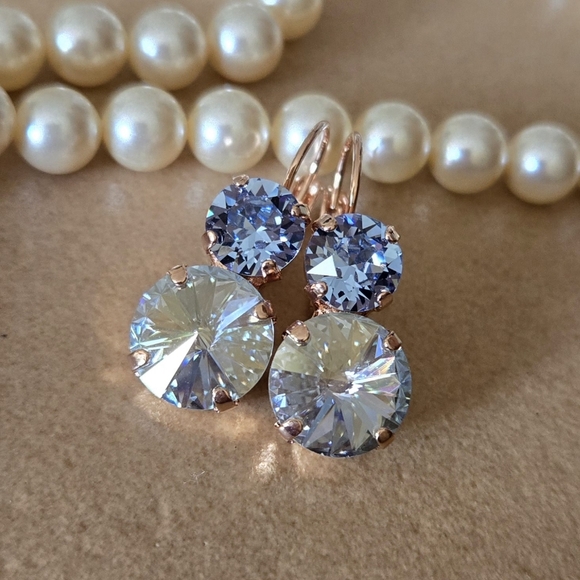 Austrian Crystal Earrings in Rose Gold - Picture 7 of 10